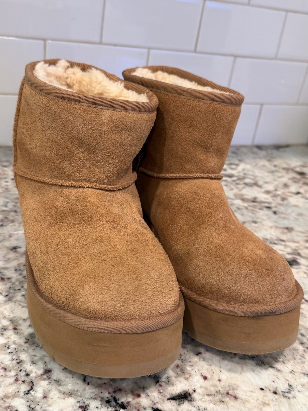UGG Chestnut Suede Shearling Short Boots - Picture 2 of 14